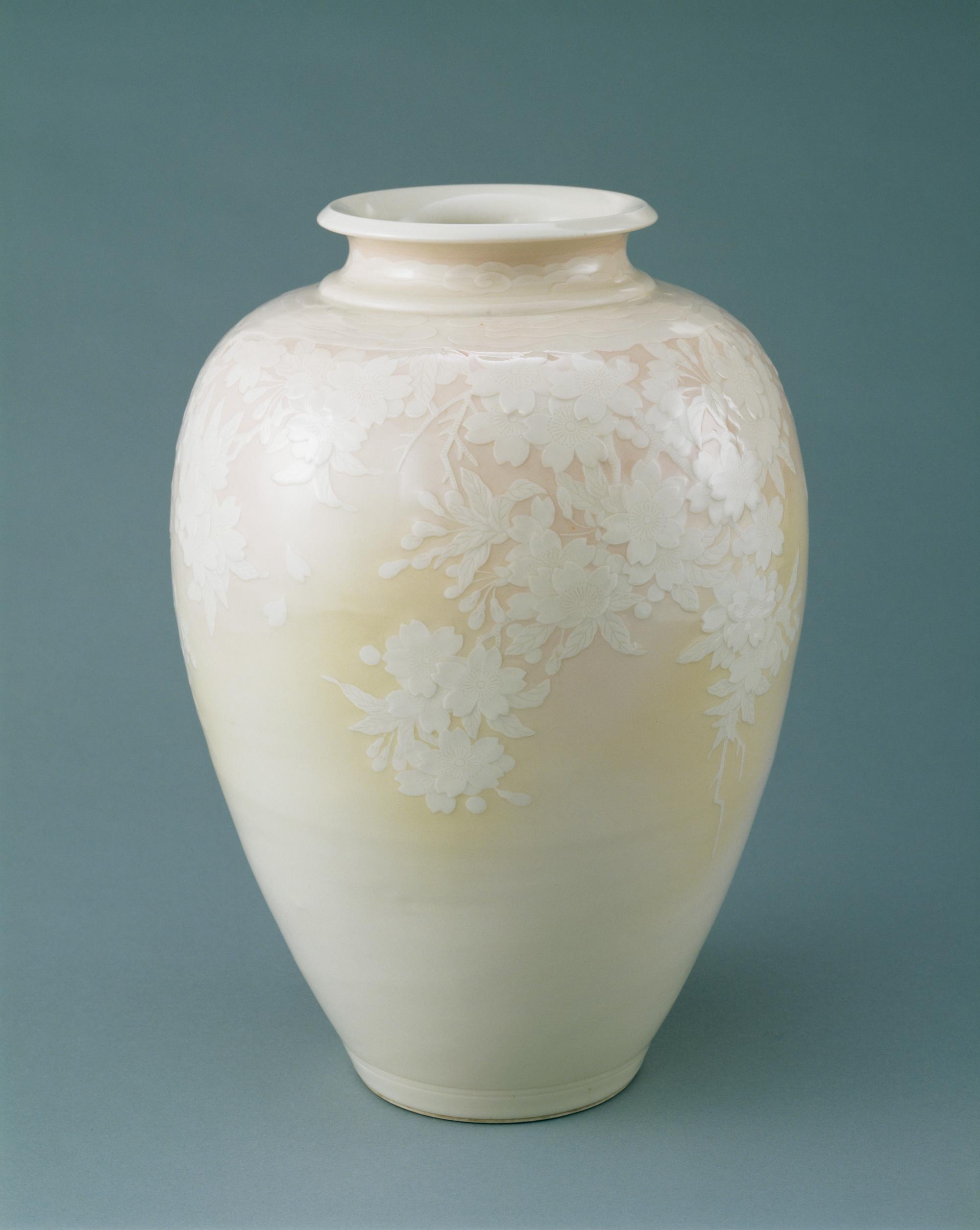 旭彩山桜図花瓶