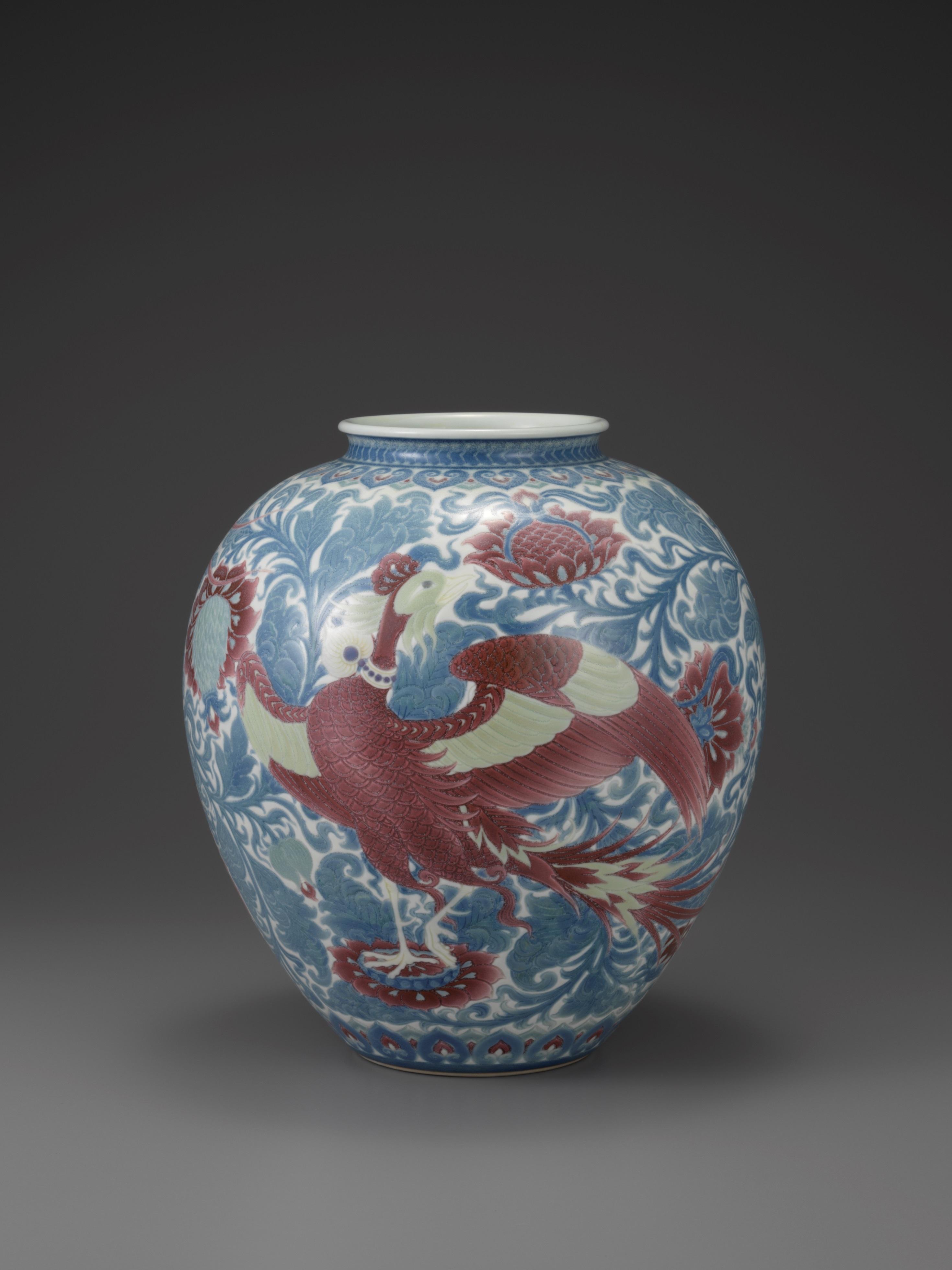 (6)板谷波山「葆光彩磁鳳凰文花瓶」裏側画像1923年個人蔵